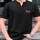 Men Henley Neck Plain  Black Half Sleeve T-Shirt
