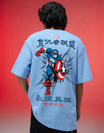 Captain America Marvel Dutch Canal Oversized Graphic Printed T-shirt
