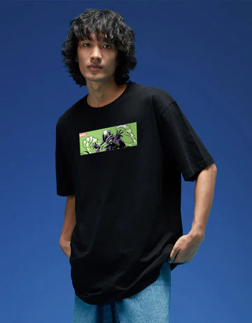 Marvel Mysterio Black Oversized Printed T-shirt